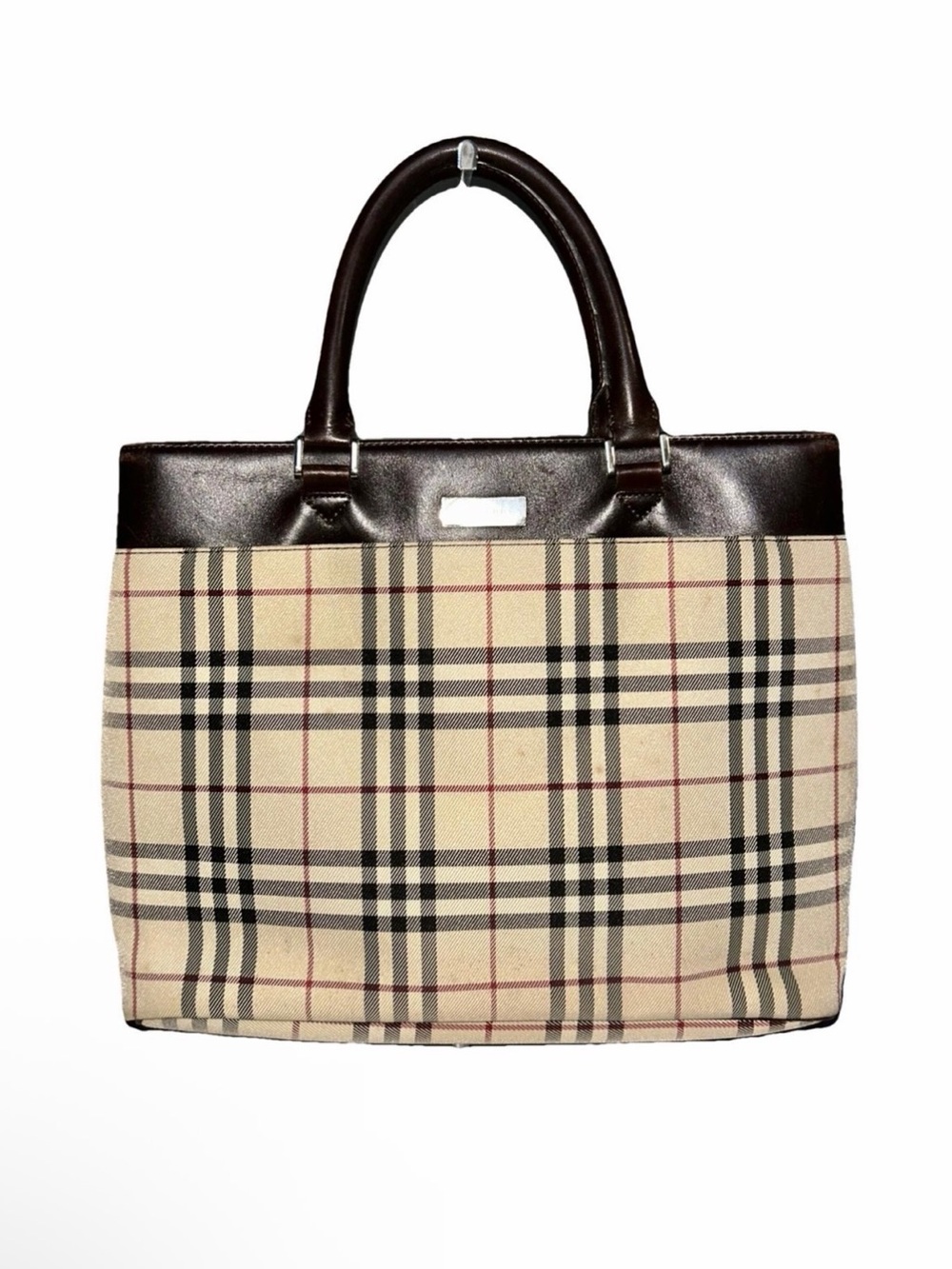 Burberry Nova Check Top Handle Tote Bag